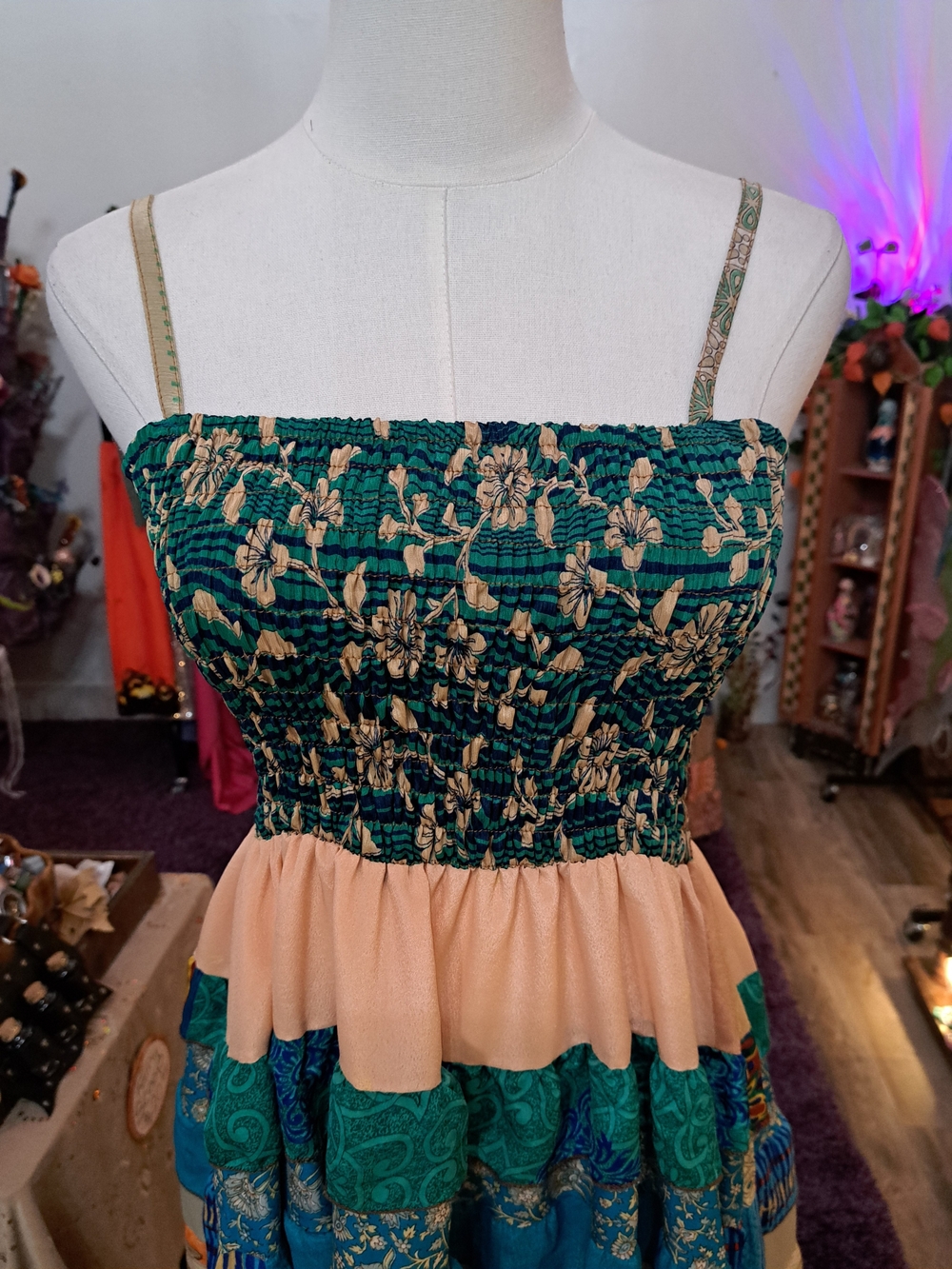 THE WANDERING GARDEN • NEW One-of-a-Kind Patchwork Sari Maxi Dress • OS - Picture 3 of 8